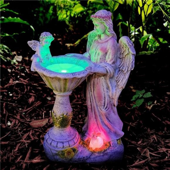 Solar Garden Statue for Outdoor Décor, Angel Garden Figurine with Color Changing